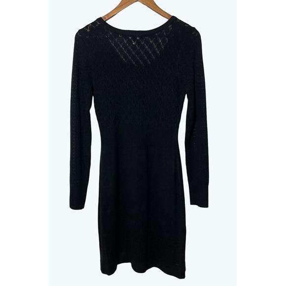 London Times Knit Sweater Dress Long Sleeve Scoop Neck Black NWT Medium - Picture 6 of 11